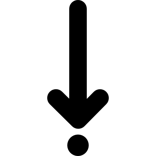 Down straight arrow pointing to a dot